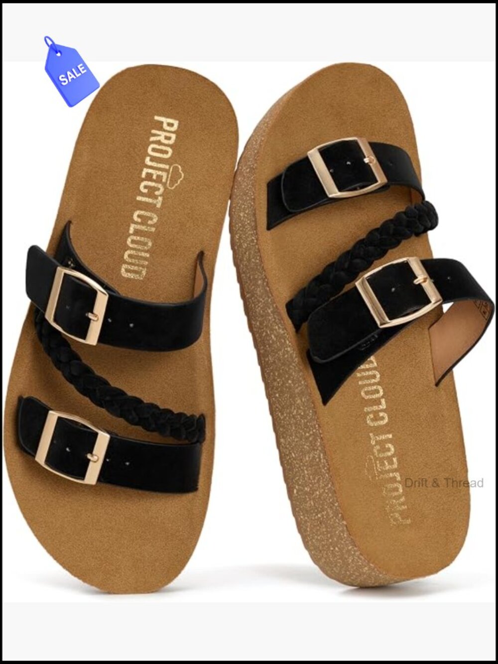 Eco-Crafted Leather Platform Sandals with Adjustable Buckle and Non-Slip Outsole